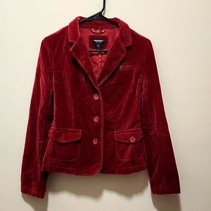 American Eagle Outfitters Red Velvet Jacket
